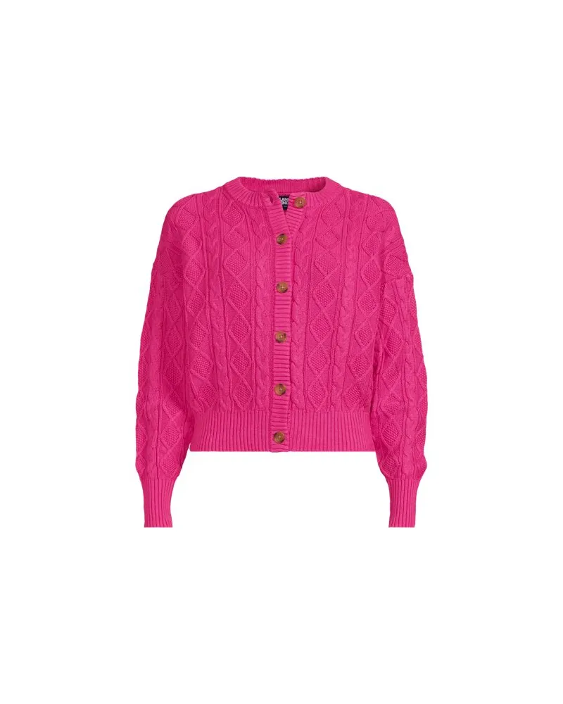 Lands' End Zopfmuster-Cardigan DRIFTER, Damen, Größe plus, Pink, Baumwolle, by Pink