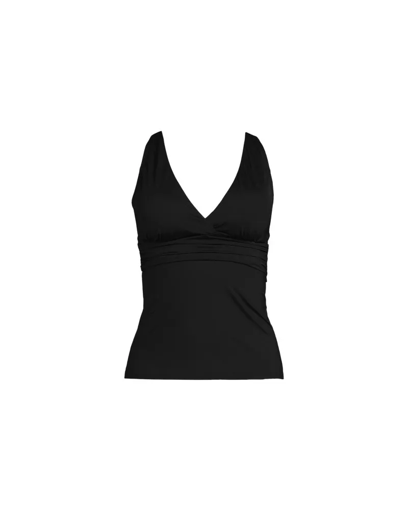 Lands' End Tankinitop mit V-Ausschnitt, Damen, Größe plus, Schwarz, Nylon-Mischung, by Schwarz