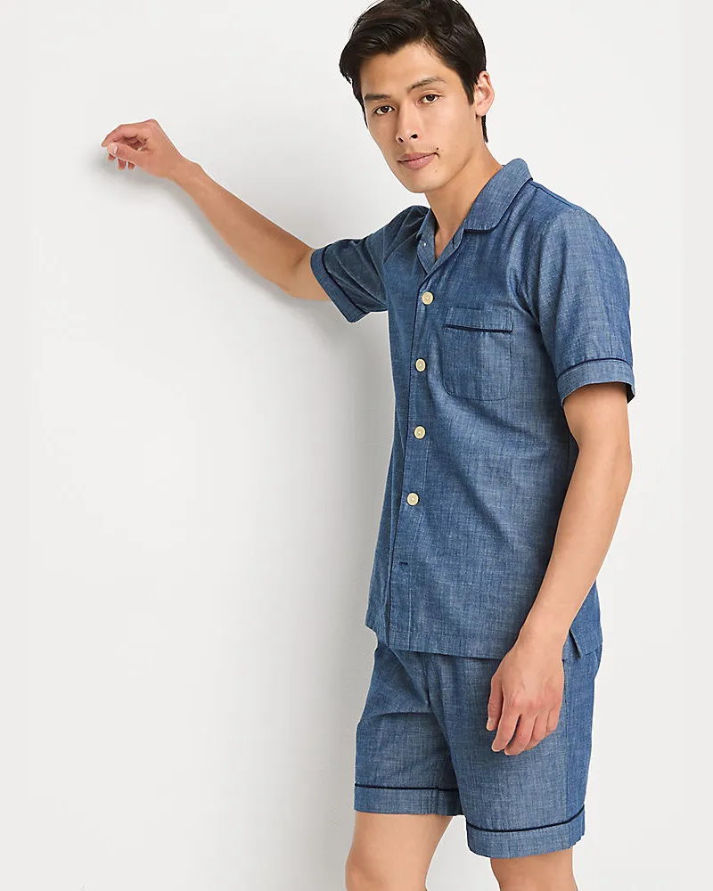Lands' End Essenzielle Popelin-Pyjamashorts, Herren, Größe regular, Blau, Baumwolle, by Blau
