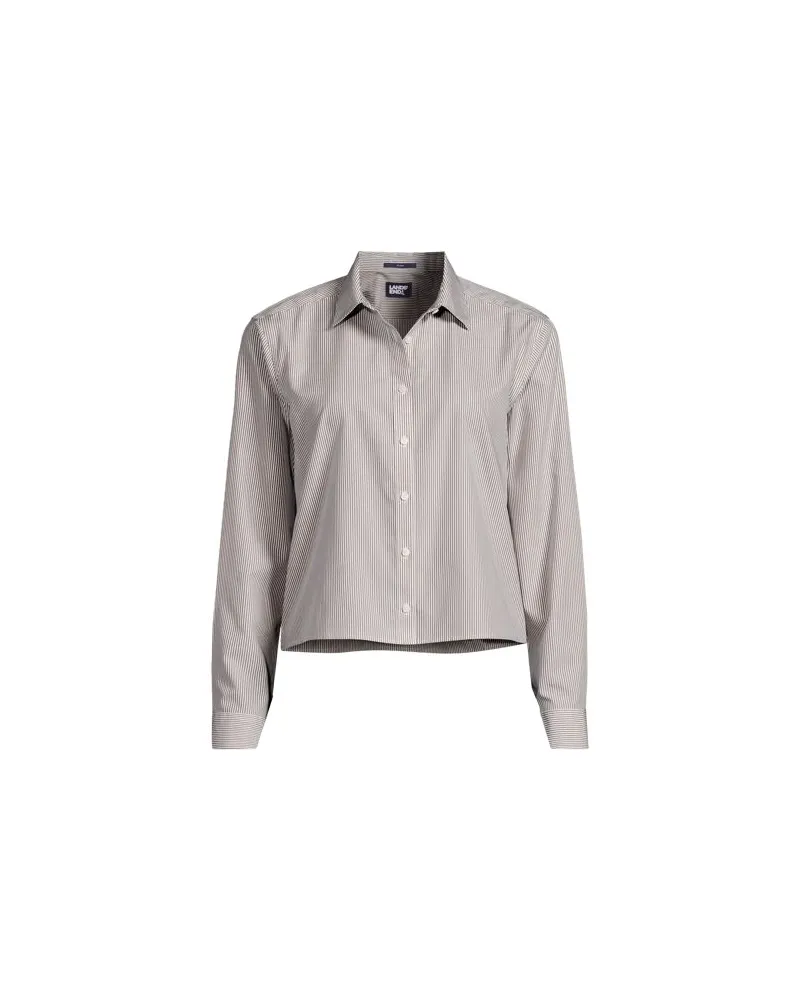 Lands' End Kurze, bügelfreie Hemdbluse in Kastenform, Damen, Größe regular, Braun, Baumwolle, by Braun
