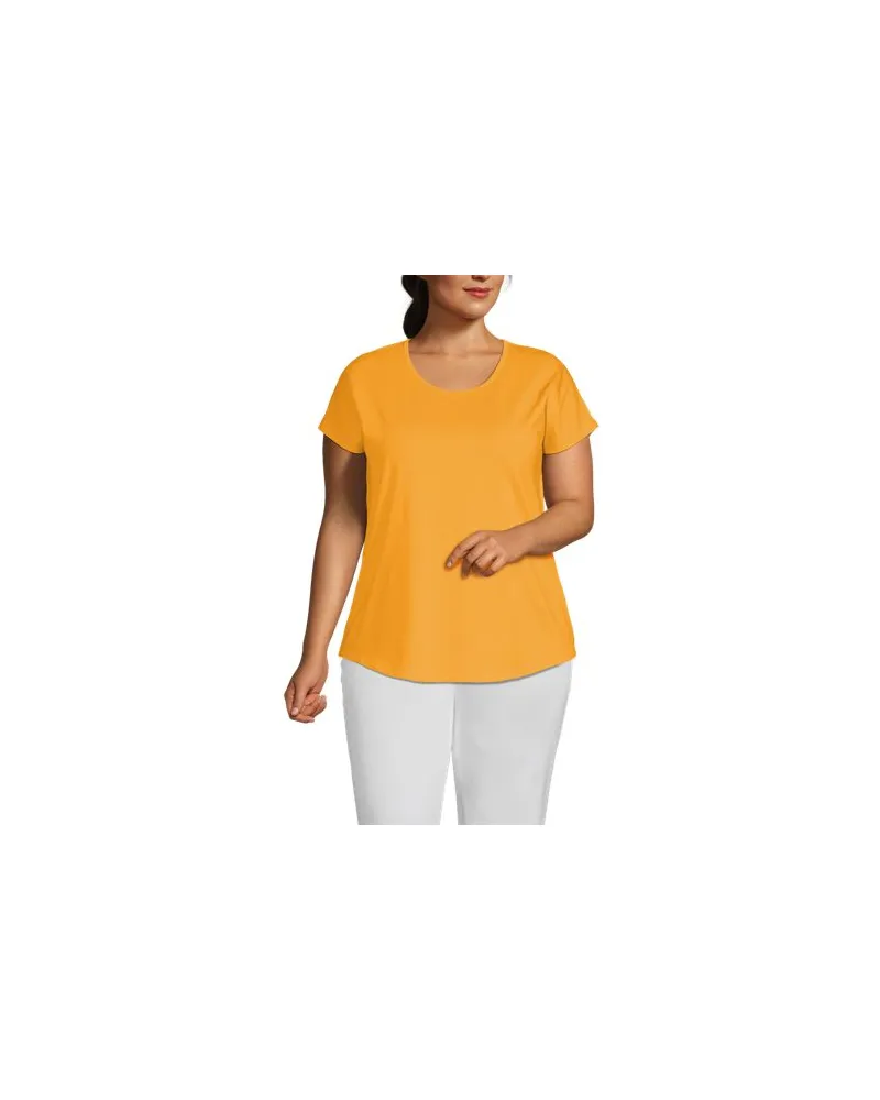 Lands' End Shirt aus Baumwolle/Modal-Mix mit Ballett-Ausschnitt, Damen, Größe plus, Orange, Baumwolle Modal, by Orange