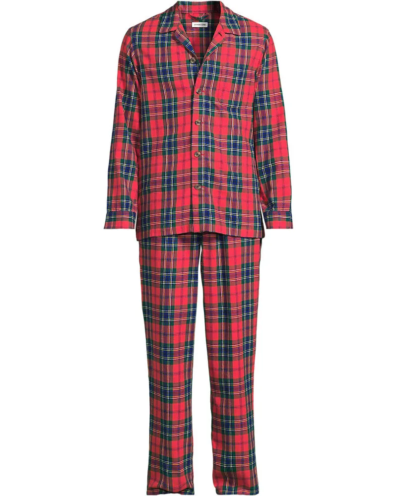 Lands' End Pyjama-Set aus Flanell, Herren, Größe regular, Rot, Baumwolle, by Rot