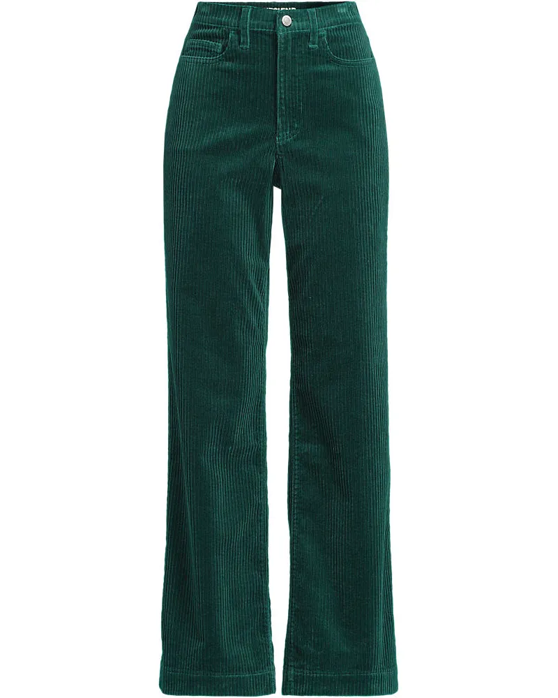 Lands' End Breitcord-Hose High Waist mit weitem Bein, Damen, Größe:34 regular, Grün, Elasthan/Baumwoll-Mischung, by Grün