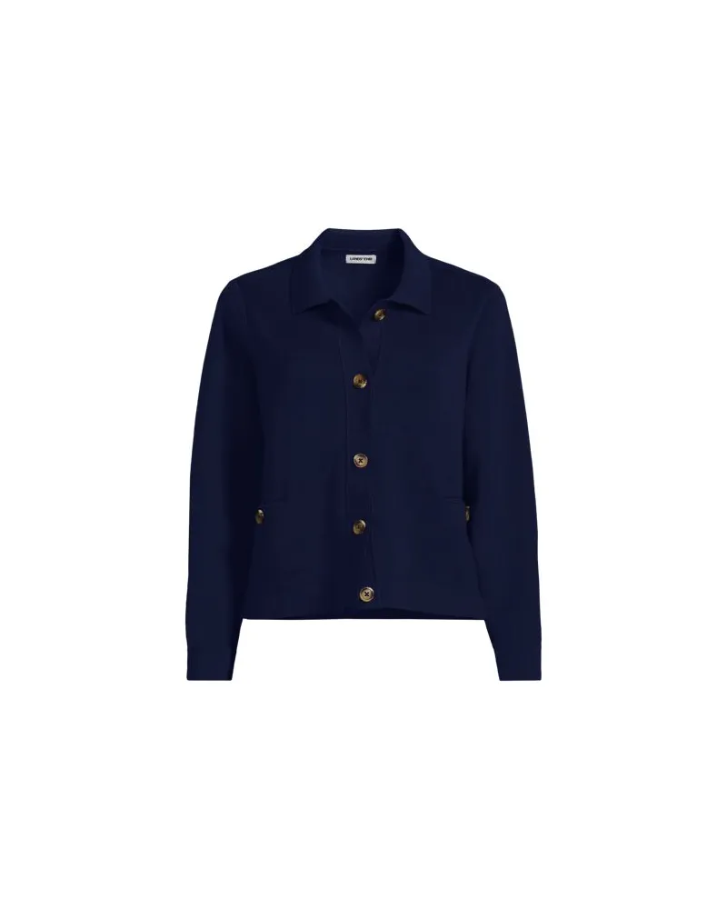 Lands' End Kurzer Baumwoll-Blazer, Damen, Größe regular, Blau, Baumwolle, by Blau
