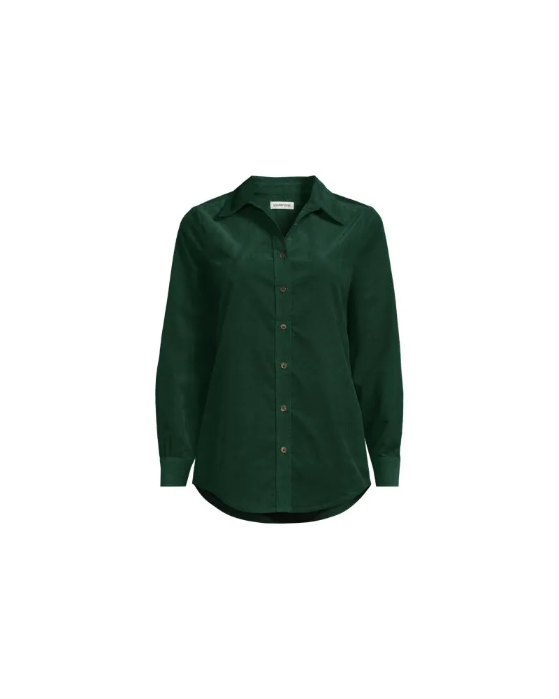 Lands' End Feincord-Hemdbluse, Damen, Größe plus, Grün, Baumwolle, by Grün