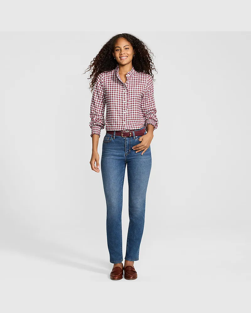 Lands' End Straight Fit Recover High Waist Jeans, Damen, Größe regular, Blau, Baumwoll-Mischung, by Blau