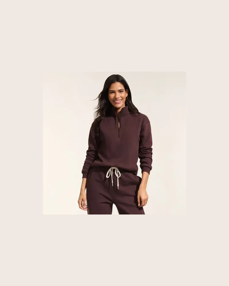 Lands' End Serious Sweats Pullover mit Reißverschluss, Damen, Größe regular, Braun, Baumwoll-Mischung/Polyester-Mischung, by Braun
