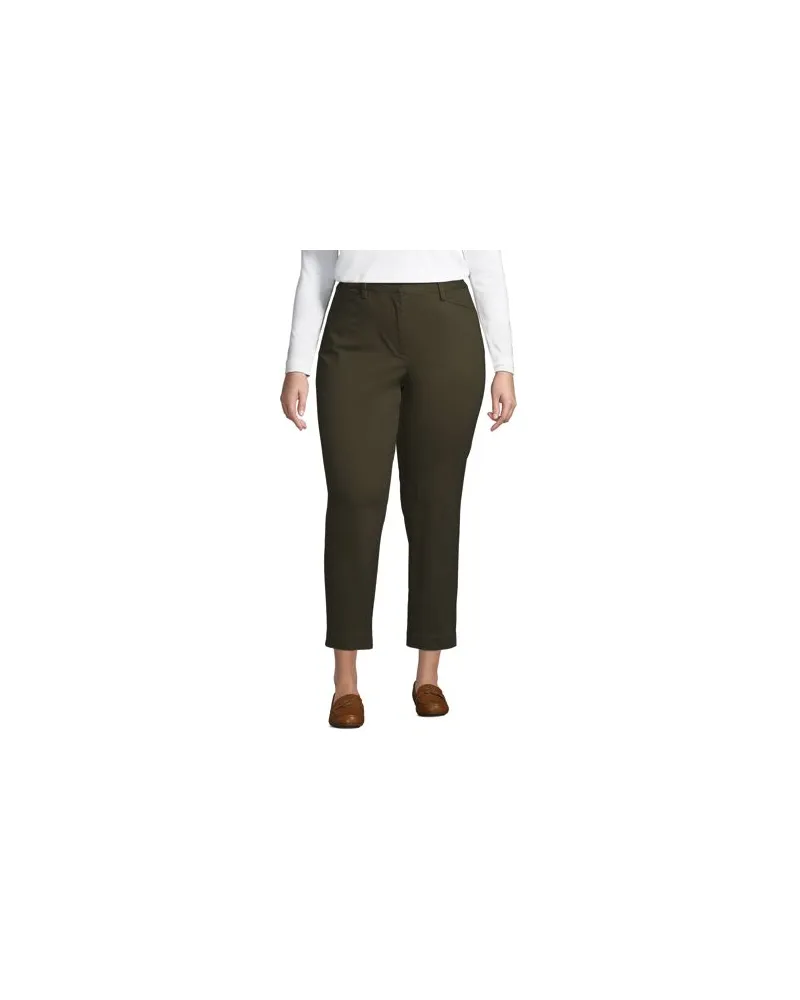 Lands' End Slim Fit 7/8-Chinos, Damen, Größe plus, Grün, Baumwoll-Mischung, by Grün