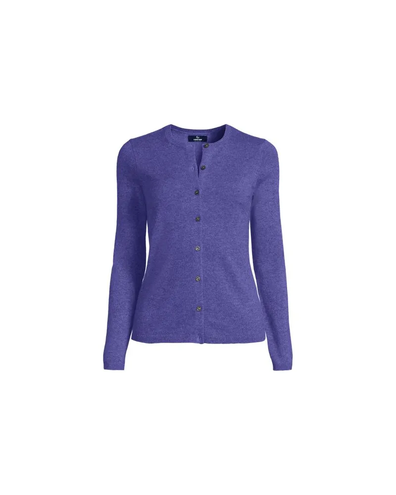 Lands' End Kaschmir-Cardigan mit rundem Ausschnitt, Damen, Größe:40-42 regular, Blau, Kaschmir, by Blau