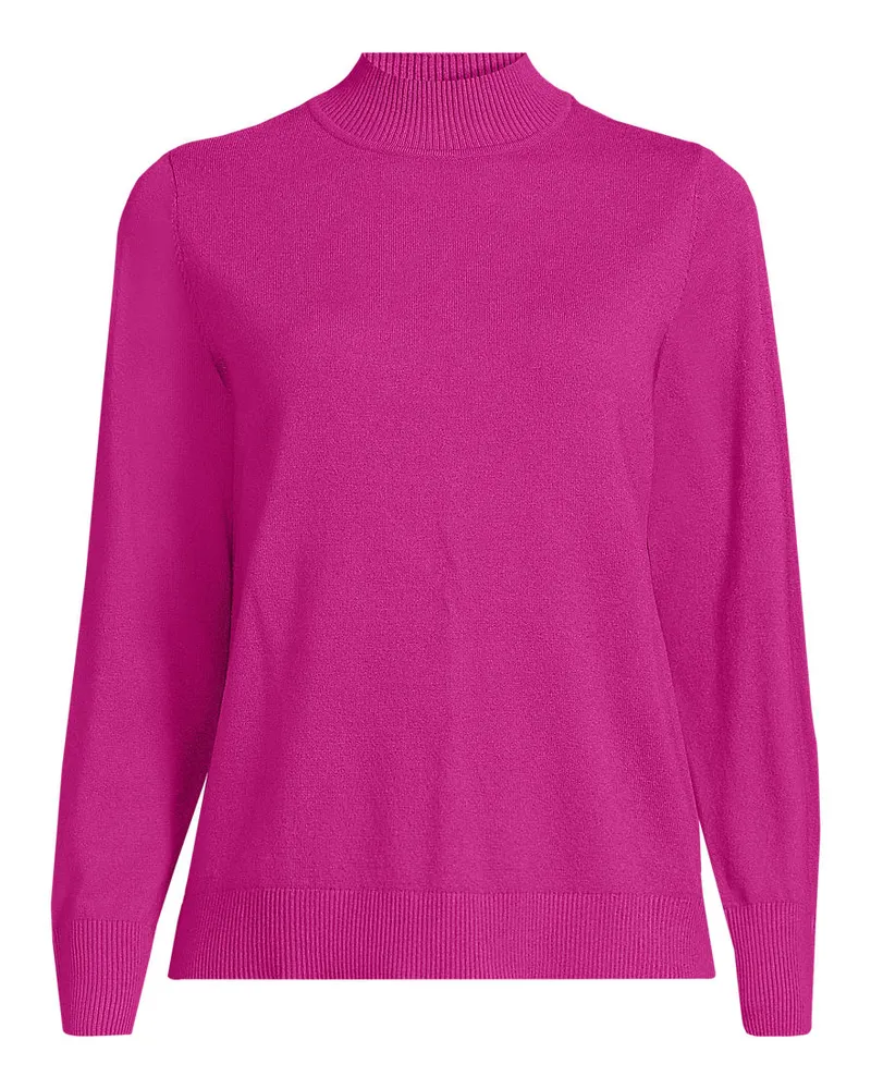 Lands' End Stehkragenpullover mit Ärmelknöpfen, Damen, Größe petite, Pink, by Pink