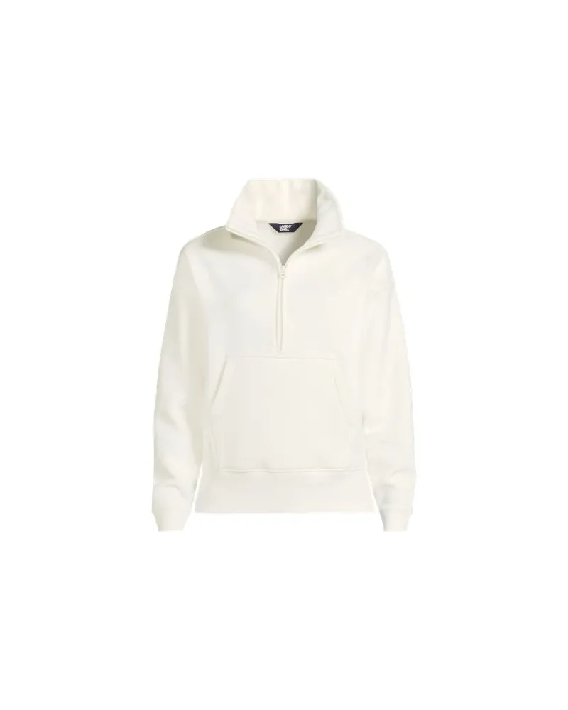 Lands' End Sweatshirt SERIOUS SWEATS mit Reißverschluss, Damen, Größe:40-42 regular, Weiß, Baumwoll-Mischung/Polyester-Mischung, by Weiß