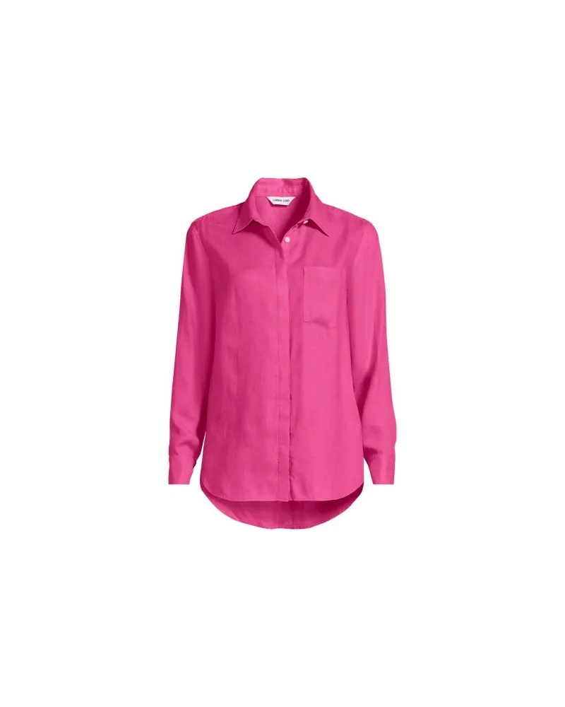 Lands' End Premium Reinleinen-Bluse, Damen, Größe:44-46 petite, Pink, Leinen, by Pink