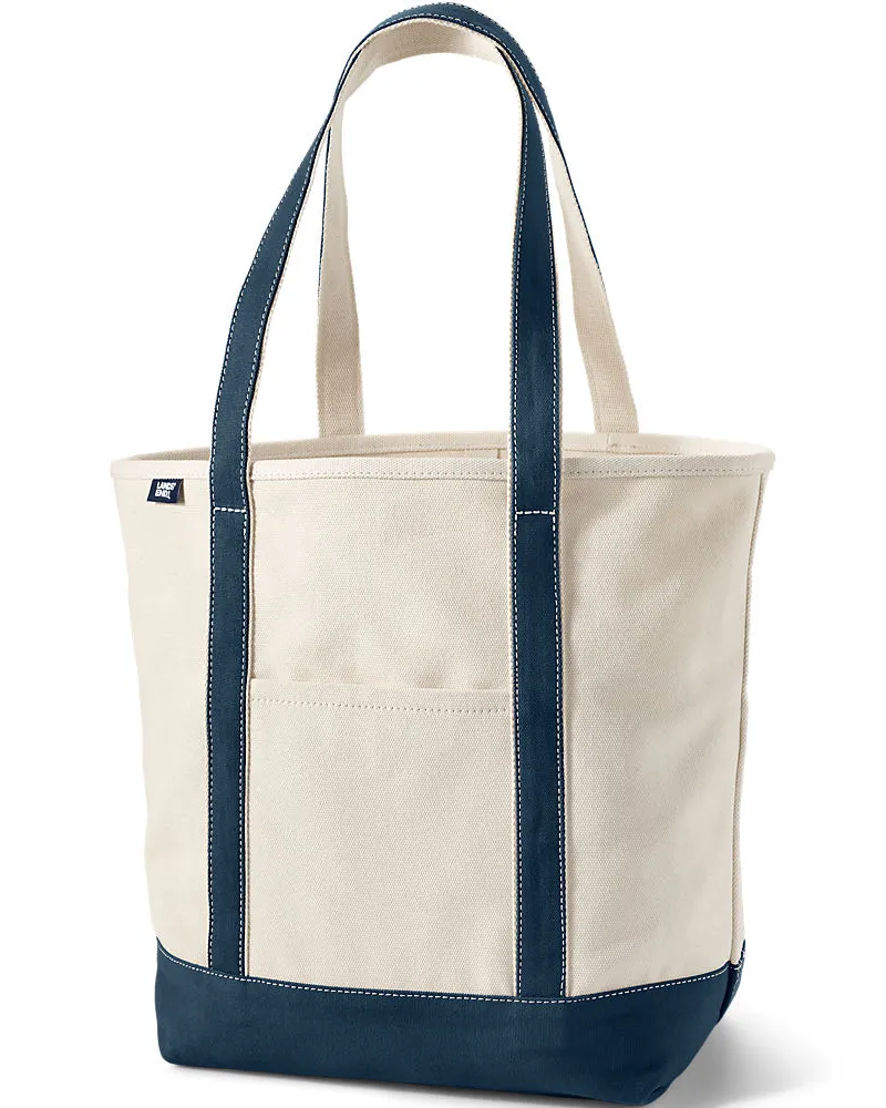 Lands' End Große offene Canvas-Tasche, Damen, Größe:null plus, Weiß, Baumwolle, by Weiß