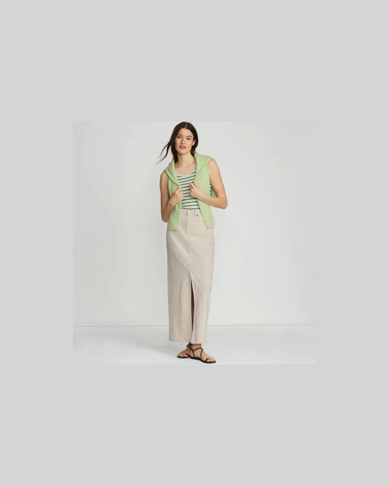 Lands' End Soft Denim Maxirock, Damen, Größe regular, Weiß, Baumwolle/Baumwoll-Mischung, by Weiß