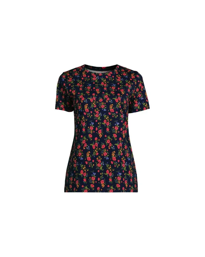 Lands' End Supima Kurzarm-Shirt mit rundem Ausschnitt, Damen, Größe plus, Blau, Baumwolle, by Blau