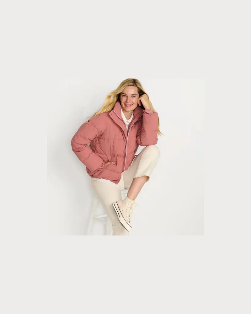 Lands' End Wasserabweisende Daunenjacke, Damen, Größe regular, Rot, Nylon, by Rot