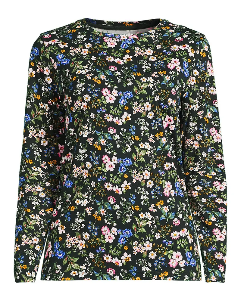 Lands' End Supima-Shirt, Langarm, Damen, GrÃ¶ÃŸe regular, GrÃ¼n, Baumwolle, by Grã¼n