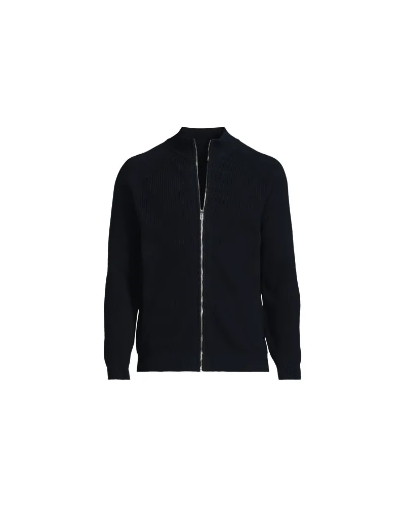 Lands' End Bomberjacke mit Stehkragen, Herren, Größe:60 regular, Blau, Baumwolle/Polyester, by Blau