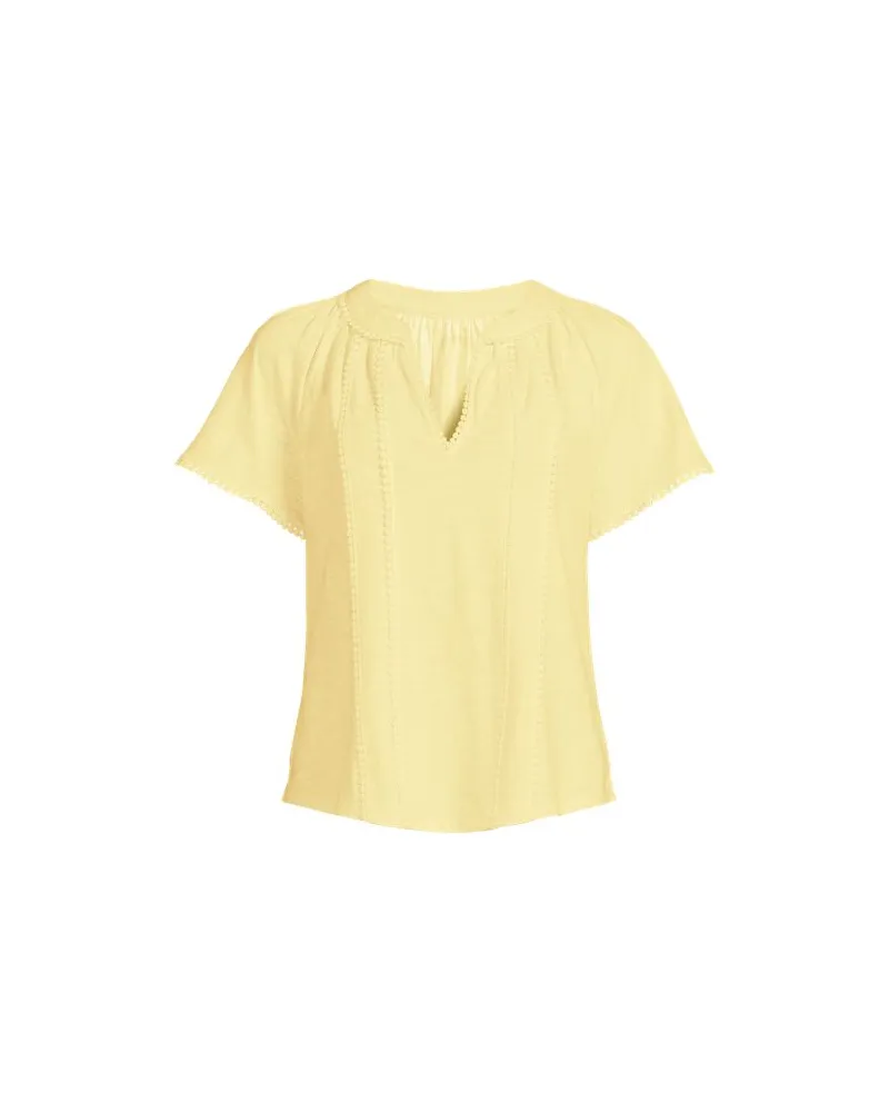 Lands' End Flammgarn-Shirt mit Tunika-Ausschnitt, Damen, Größe plus, Gelb, Baumwolle, by Gelb