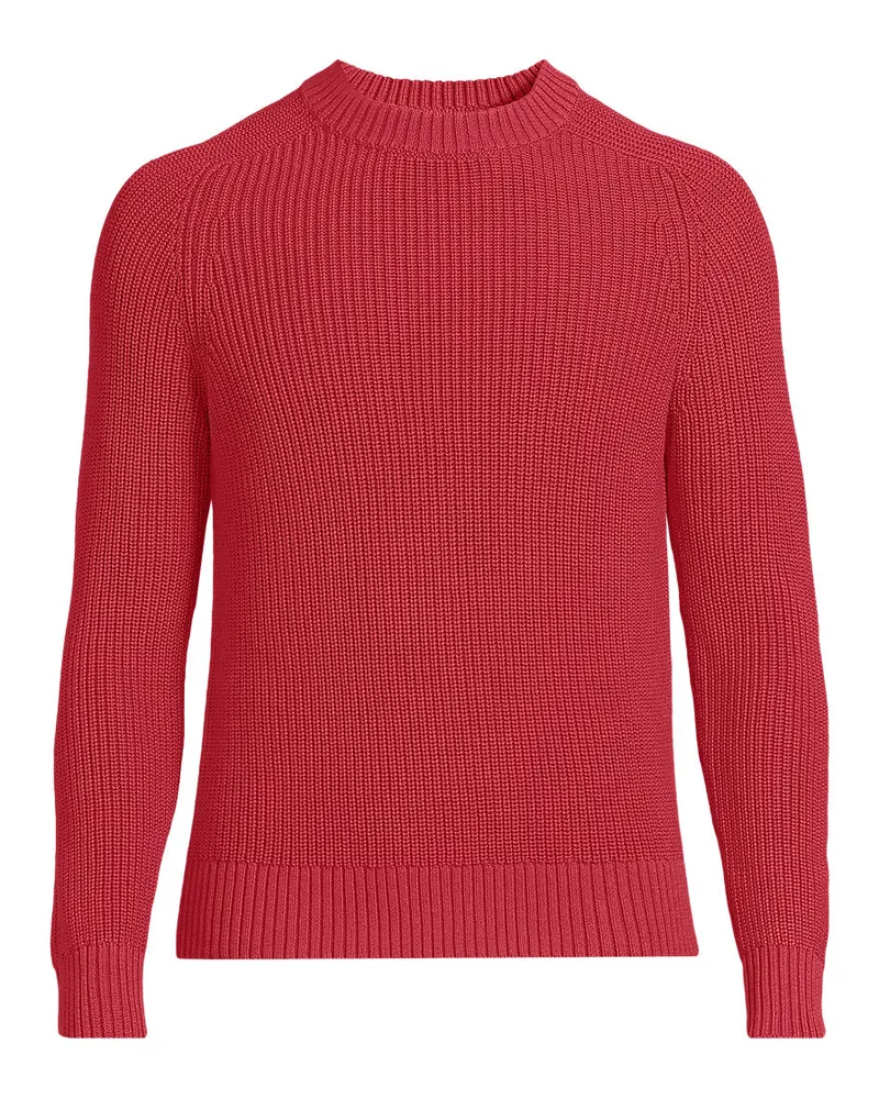 Lands' End Drifter Strukturstrick-Pullover, Herren, Größe regular, Rot, Baumwolle, by Rot
