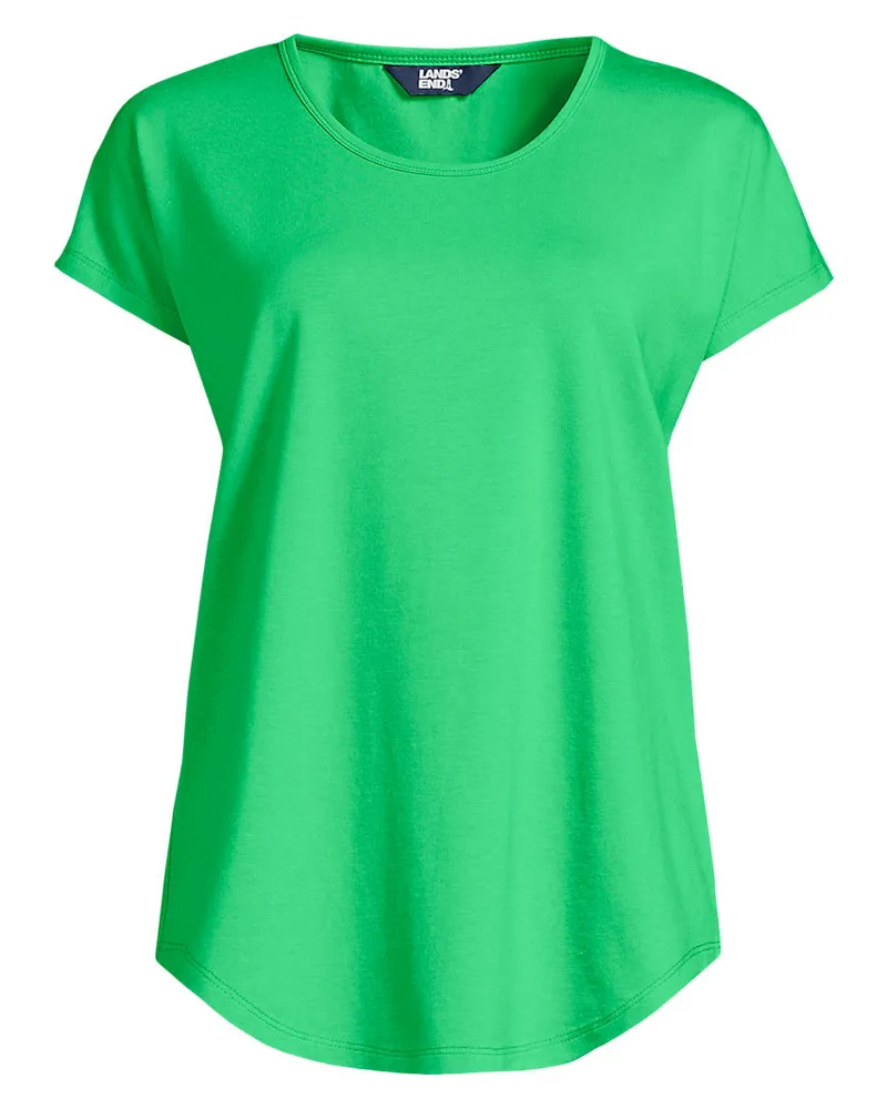 Lands' End Shirt aus Baumwolle/Modal-Mix mit Ballettausschnitt, Damen, GrÃ¶ÃŸe petite, GrÃ¼n, Baumwolle/Baumwoll-Mischung/Baumwolle Modal, by Grã¼n