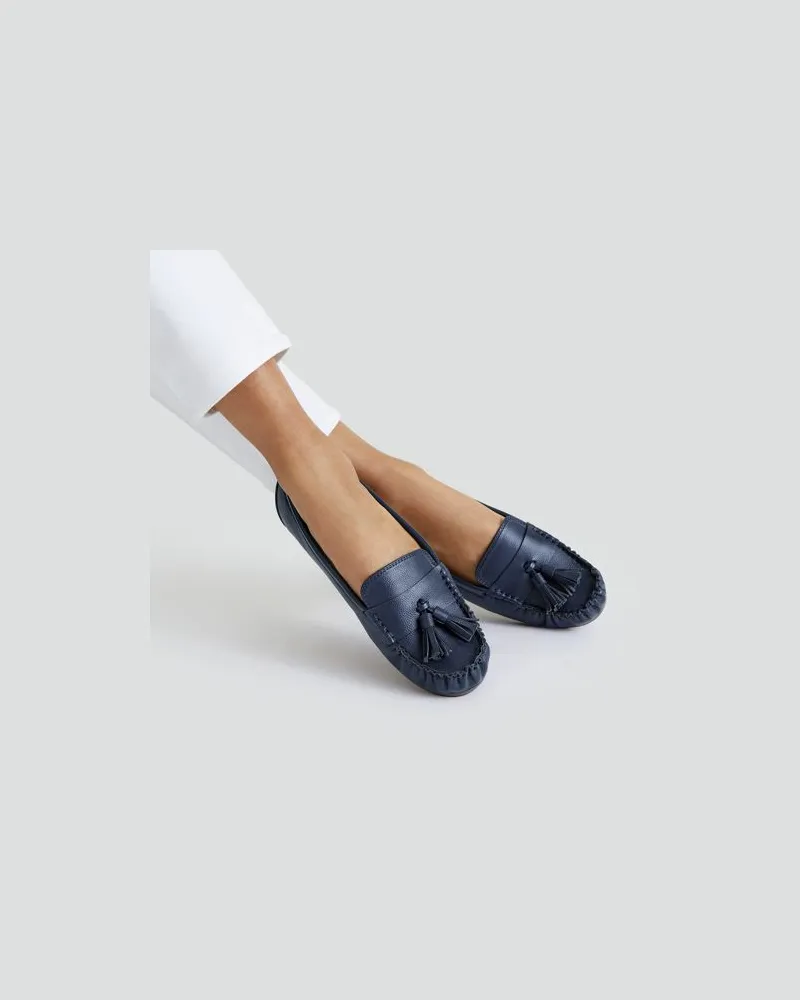 Lands' End Tassel-Loafer im Autoschuh-Design, Damen, Größe regular, Blau, by Blau