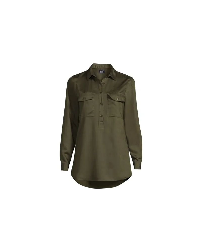 Lands' End Tunika im Worker-Stil aus TENCEL, Damen, Größe:32-34 regular, Grün, Lyocell (Viskose), by Grün