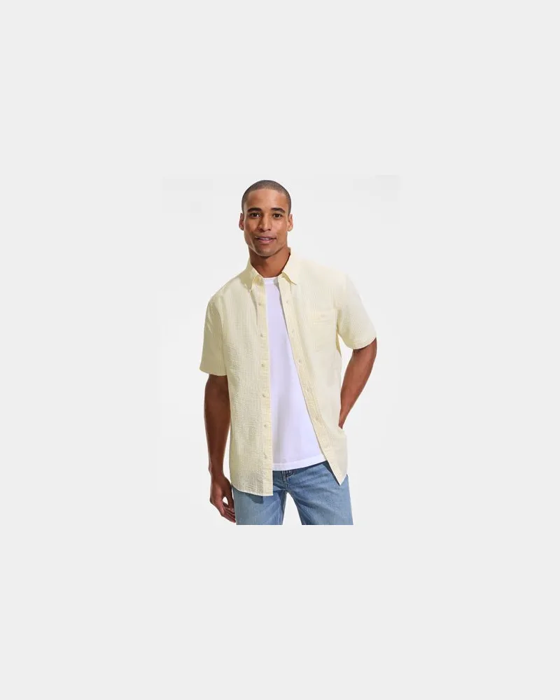 Lands' End Seersucker-Kurzarmhemd, Classic Fit,, Herren, Größe:60 tall, Gelb, Baumwolle, by Gelb