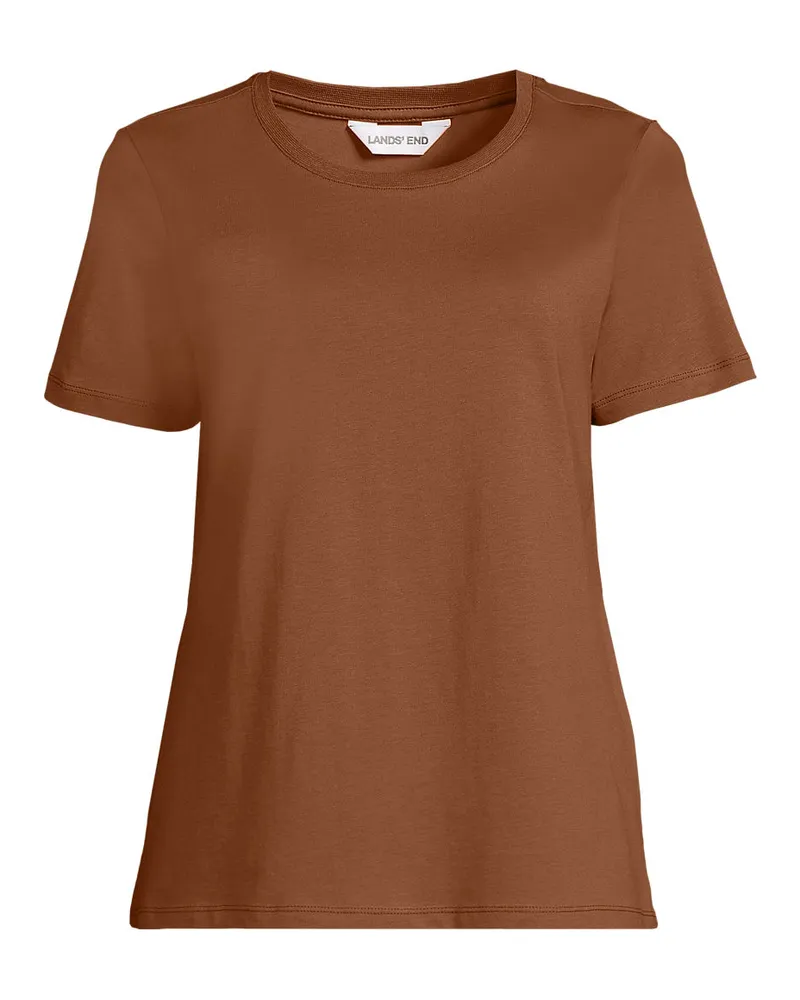 Lands' End Supima T-Shirt mit Rundhalsausschnitt, Damen, Größe petite, Orange, Baumwolle, by Orange