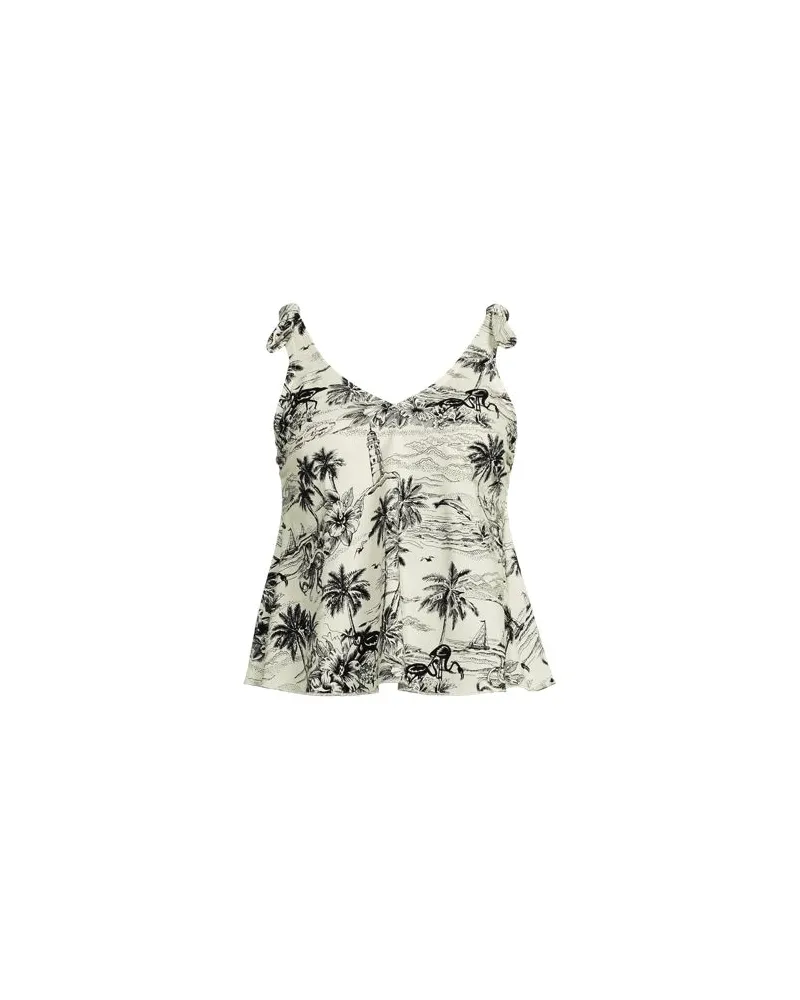 Lands' End Tankini-Top mit geknoteten Trägern und Flattersaum, Damen, Größe plus, Weiß, Elasthan/Nylon-Mischung, by Weiß