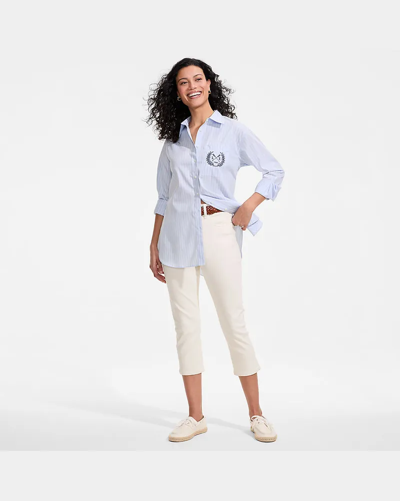 Lands' End All-Day CoolMax Capri-Jeans, Damen, GrÃ¶ÃŸe regular, WeiÃŸ, Baumwolle/Polyester/Baumwoll-Mischung, by Weiãÿ