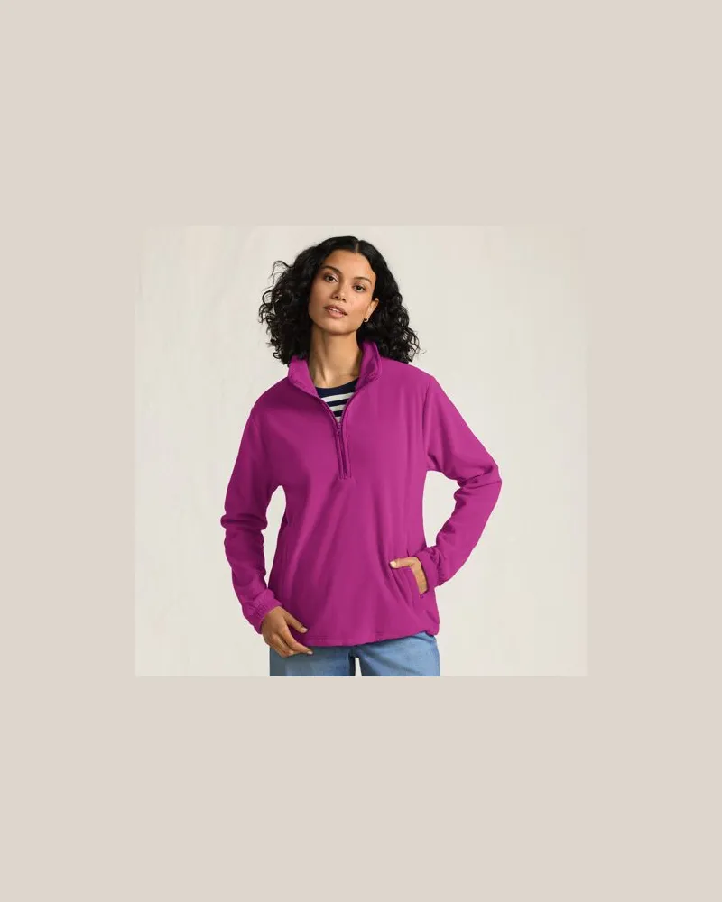 Lands' End Anyweather Fleece-Pullover mit Reißverschluss, Damen, Größe regular, Pink, Polyester, by Pink