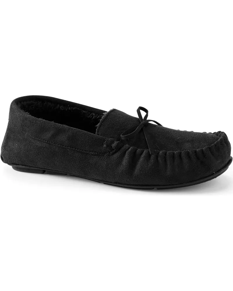 Lands' End Mokassins in Veloursleder-Optik, Herren, Größe regular, Schwarz, Polyester, by Schwarz