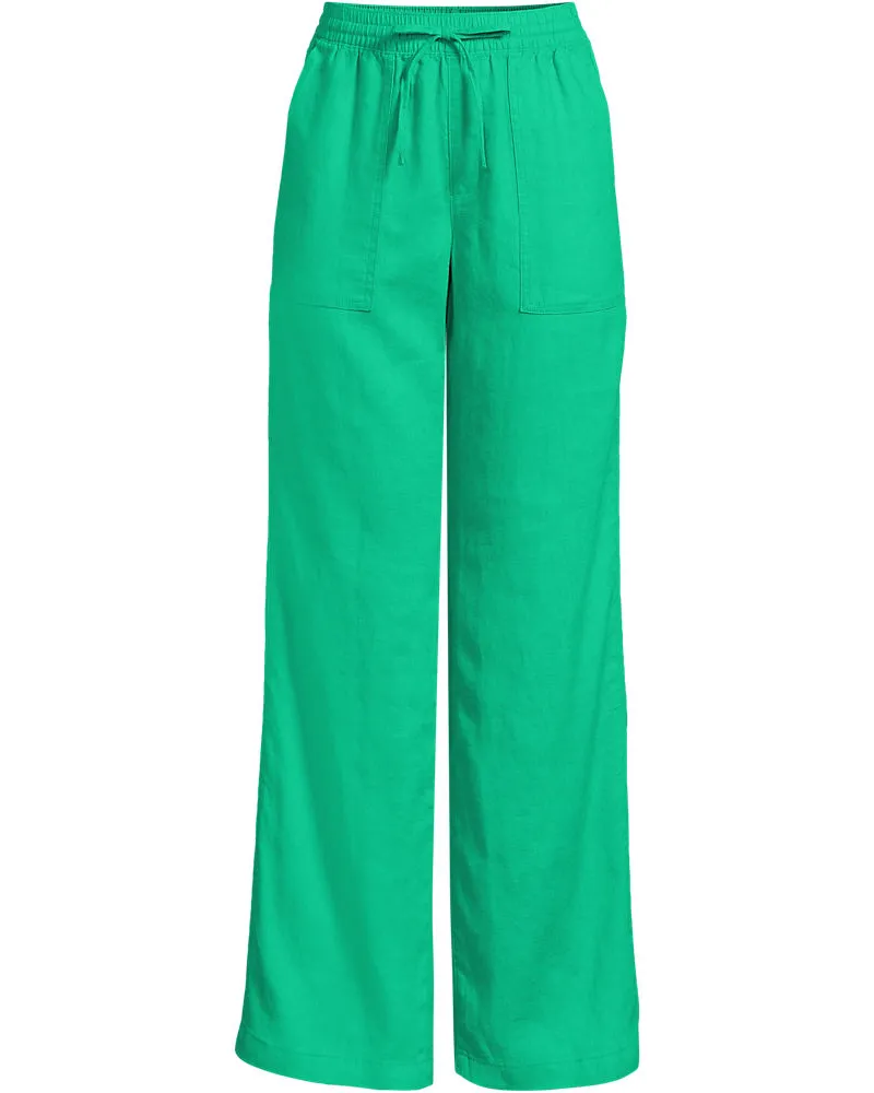 Lands' End Leinen-Schlupfhose mit weitem Bein, Damen, Größe regular, Grün, Leinen, by Grün