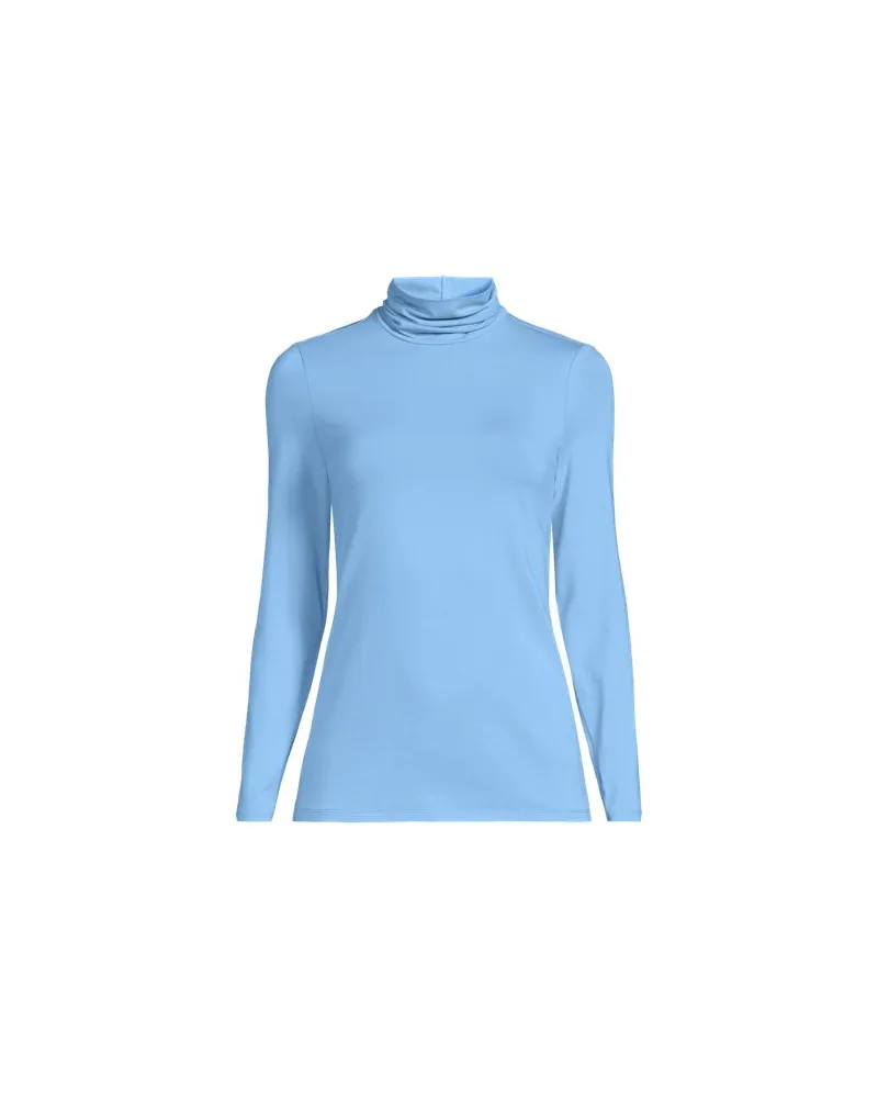 Lands' End Rollkragenshirt aus Baumwoll/Modalmix, Damen, Größe regular, Blau, Baumwolle/Elasthan/Baumwolle Modal, by Blau