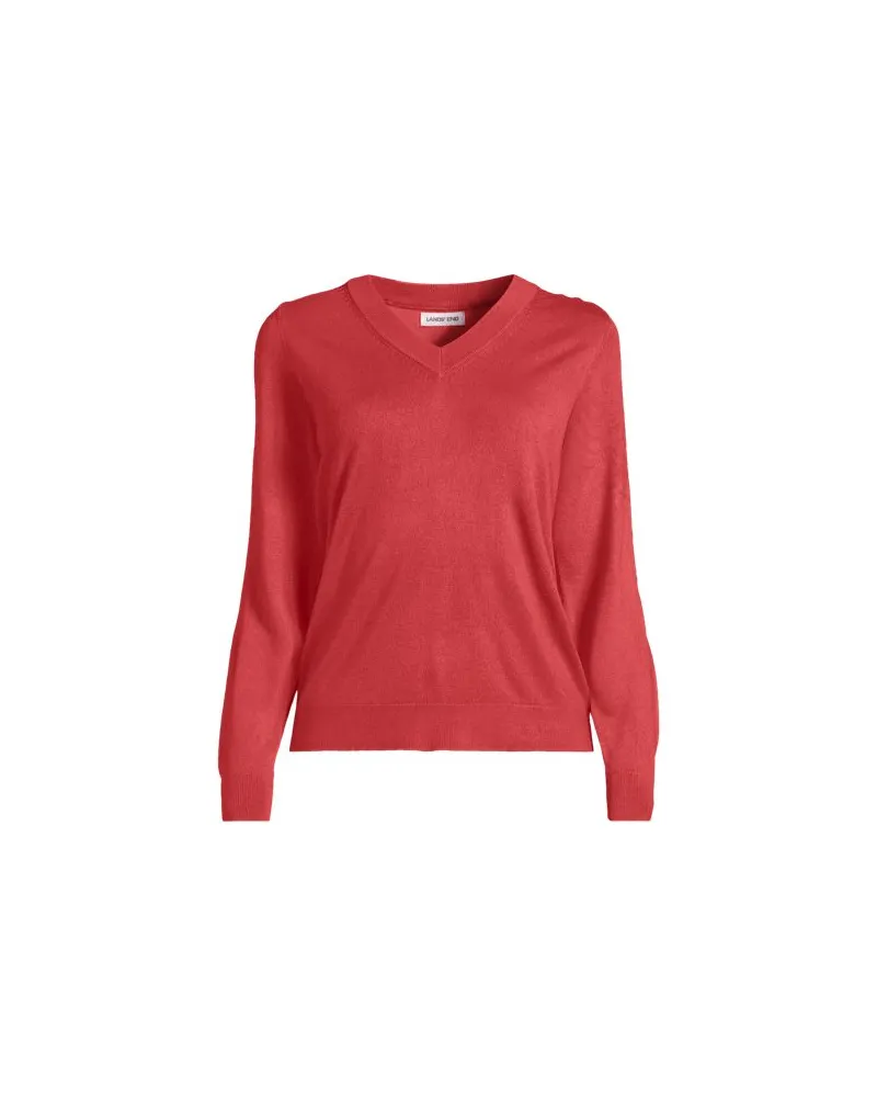 Lands' End CashTouch Pullover mit V-Ausschnitt, Damen, Größe:32-34 regular, Orange, by Orange