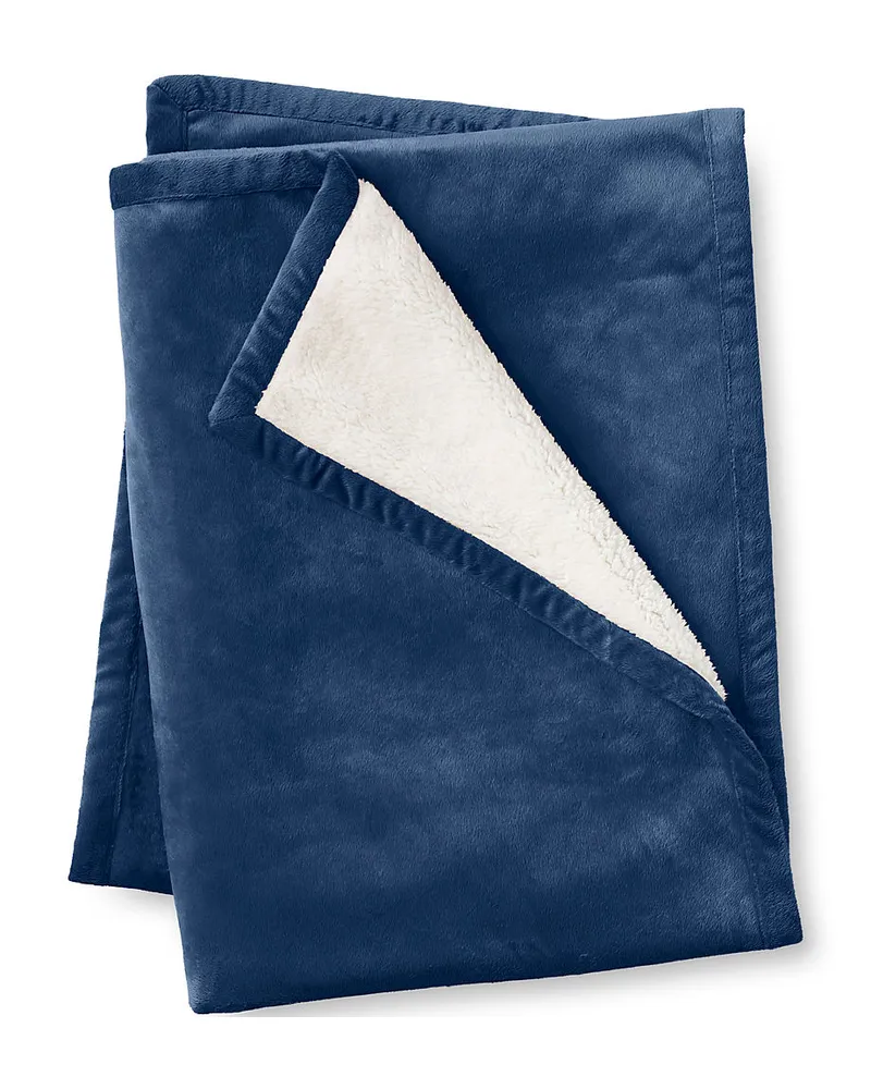 Lands' End Gefütterte Plüschfleece-Decke, Damen, Größe:null regular, Blau, Polyester, by Blau