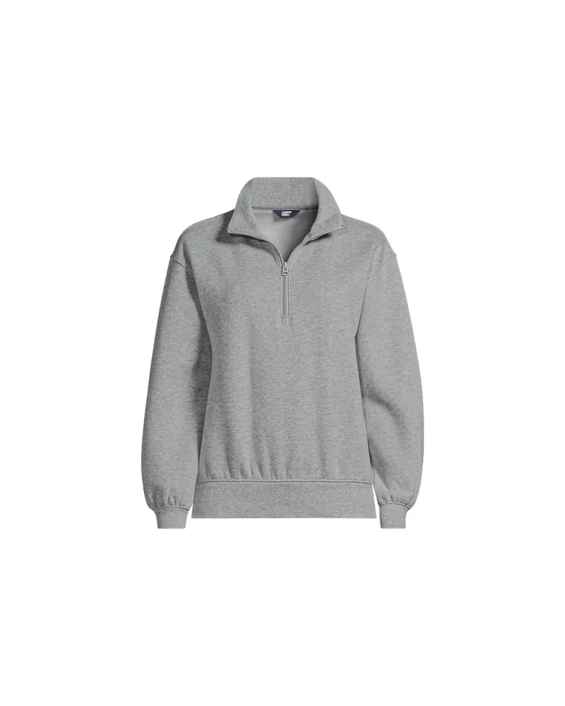 Lands' End Serious Sweats Pullover mit Reißverschluss, Damen, Größe plus, Grau, Baumwoll-Mischung/Polyester-Mischung, by Grau