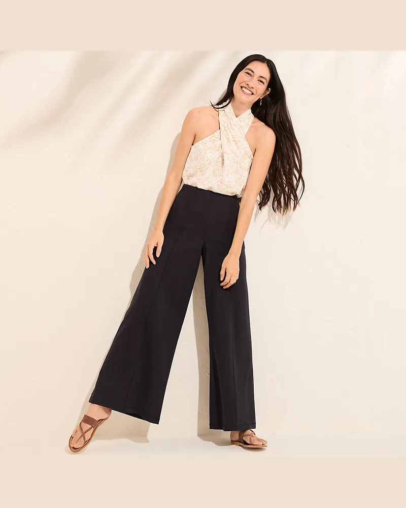 Lands' End Starfish Palazzo-Hose, Damen, Größe regular, Schwarz, Baumwoll-Mischung, by Schwarz