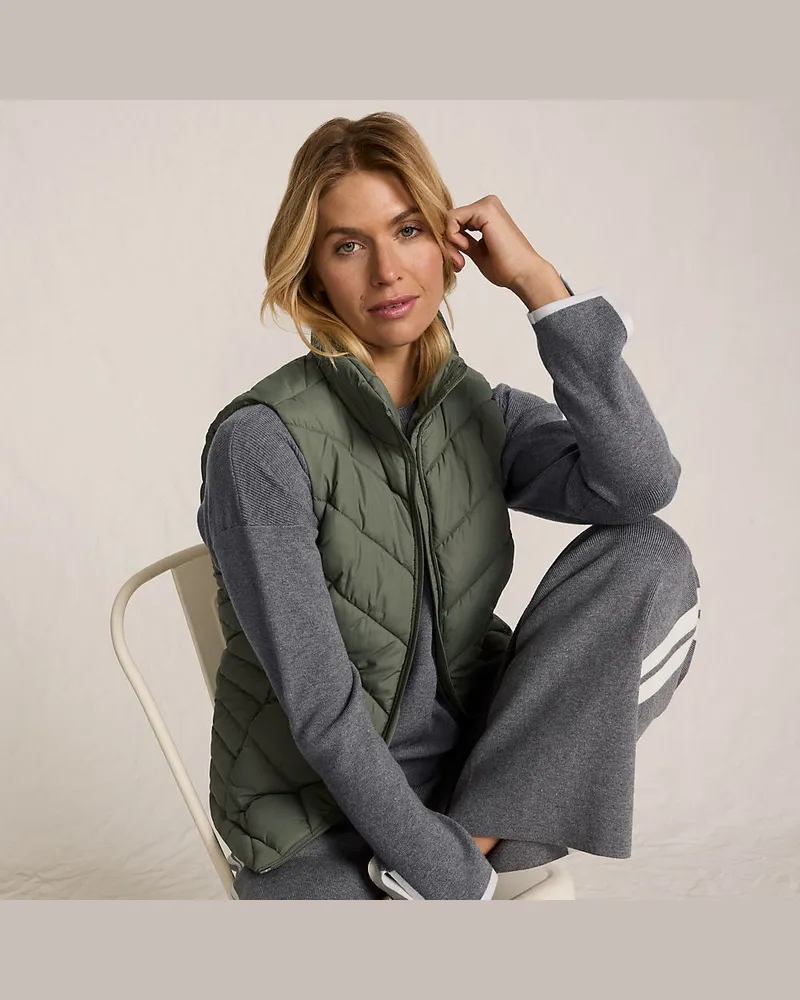 Lands' End Isolierte FeatherFreeâ„¢ Steppweste, Damen, GrÃ¶ÃŸe regular, GrÃ¼n, by Grã¼n