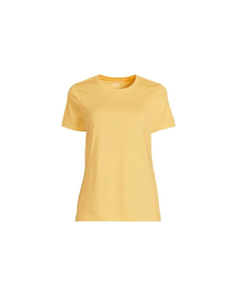 Lands' End Supima Kurzarm-Shirt mit rundem Ausschnitt, Damen, Größe plus, Gelb, Baumwolle, by Gelb