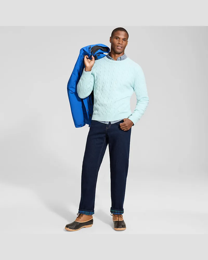 Lands' End Flanellgefütterte Stretch-Jeans mit Komfortbund, Classic Fit, Herren, Größe regular, Blau, Elasthan/Baumwoll-Mischung, by Blau