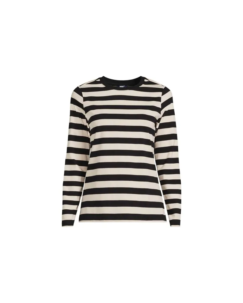 Lands' End Langärmeliges Supima-Shirt mit Rundausschnitt, Damen, Größe plus, Weiß, by Weiß