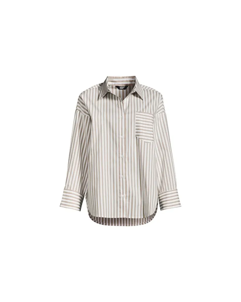 Lands' End Langarm-Hemdbluse, Damen, Größe:40-42 regular, Beige, Baumwolle/Polyester-Mischung, by Beige