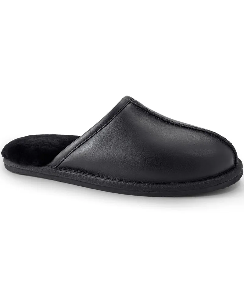 Lands' End Lederpantoletten, Herren, Größe regular, Schwarz, Leder, by Schwarz