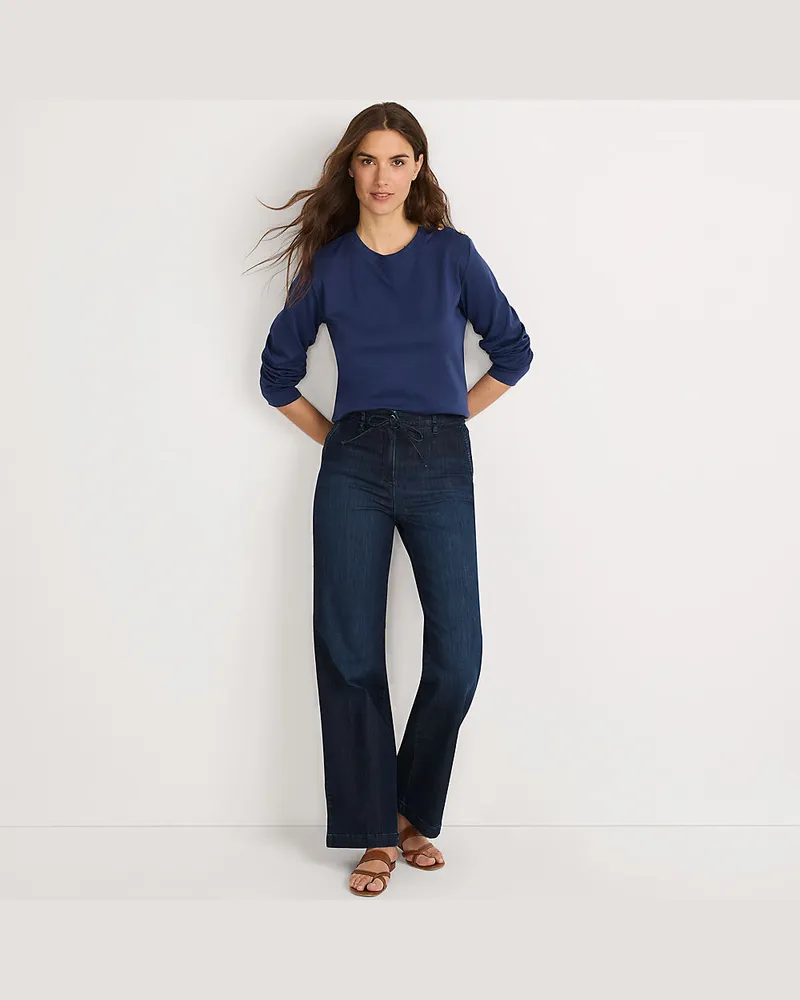 Lands' End Soft Denim Jeans mit weitem Bein, Damen, Größe regular, Blau, Baumwolle/Polyester/Lyocell (Viskose), by Blau