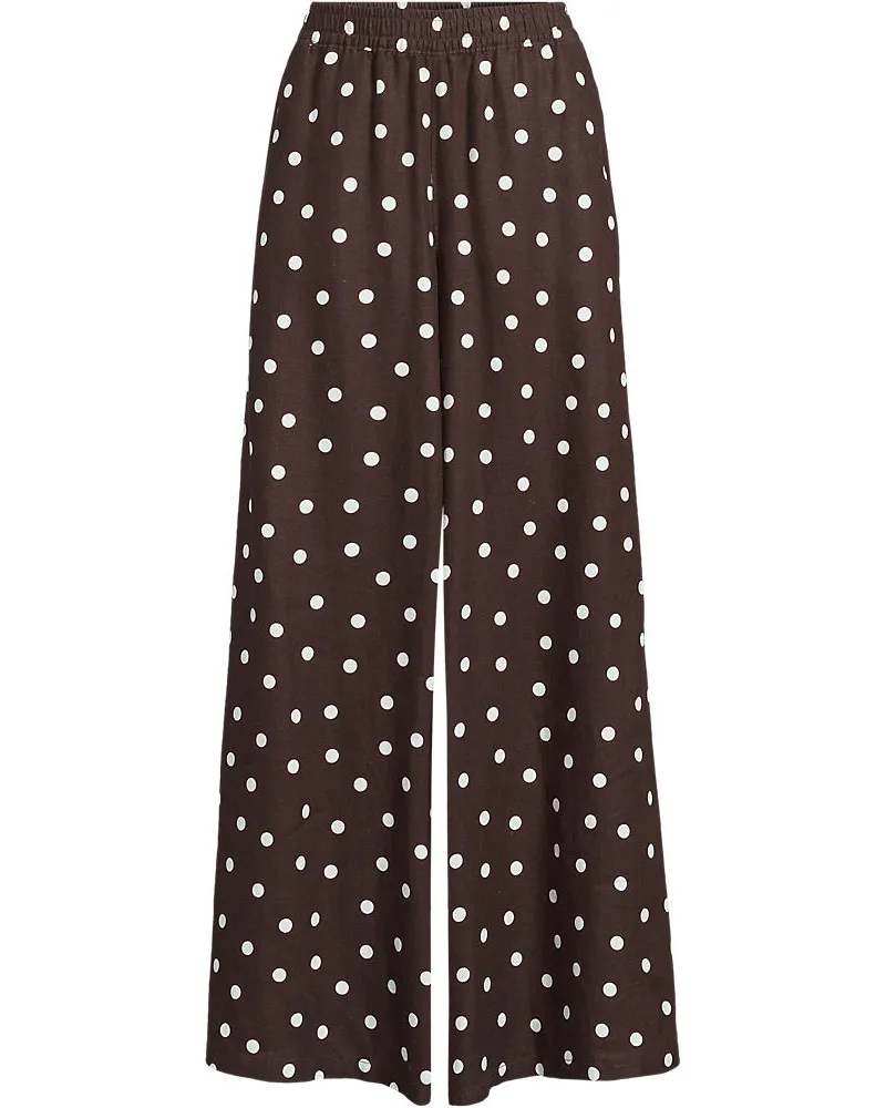Lands' End Premium Reinleinen-Palazzohose, Damen, GrÃ¶ÃŸe petite, Braun, Leinen, by Braun