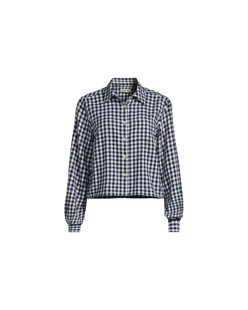 Lands' End Verkürzte Flanellbluse, Damen, Größe plus, Blau, Baumwolle, by Blau