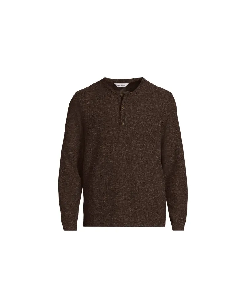 Lands' End Struktur-Henleyshirt mit Leinen, Herren, Größe:60 regular, Braun, Leinen/Polyester/Polyester-Mischung, by Braun