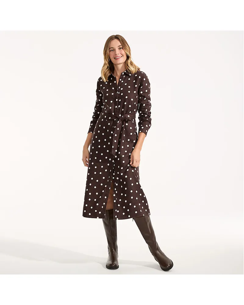 Lands' End Premium Reinleinen-Midikleid, Damen, Größe regular, Braun, by Braun